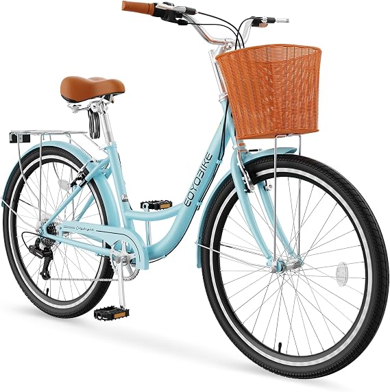 MOPHOTO Womens City Bike, Beach Cruiser Bicycle, Ladies Bike, 24/26 Inch