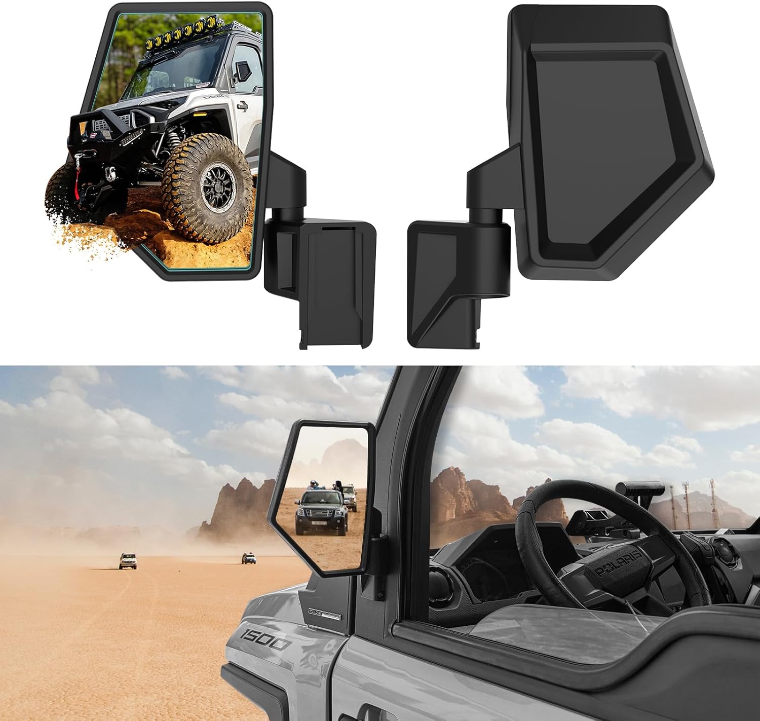 Side Mirrors for Polaris Ranger CrewXD 1500, Adjustable Folding Door-Mounted Side Rearview Mirrors Kit for Polaris Ranger CrewXD 1500 Northstar 2024 Accessories, Replace #2889862