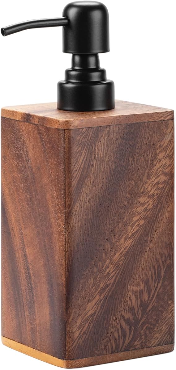 Solid Wood Lotion Jars, Push-Type Dispensing Bottles, Hand sanitizer Shower Gel Storage Jars (14oz/400ml)