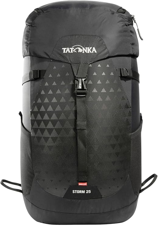 Tatonka Unisex Storm 25 Recco Backpack, Black, 25 litres, Small, lightweight hiking backpack with ventilated back