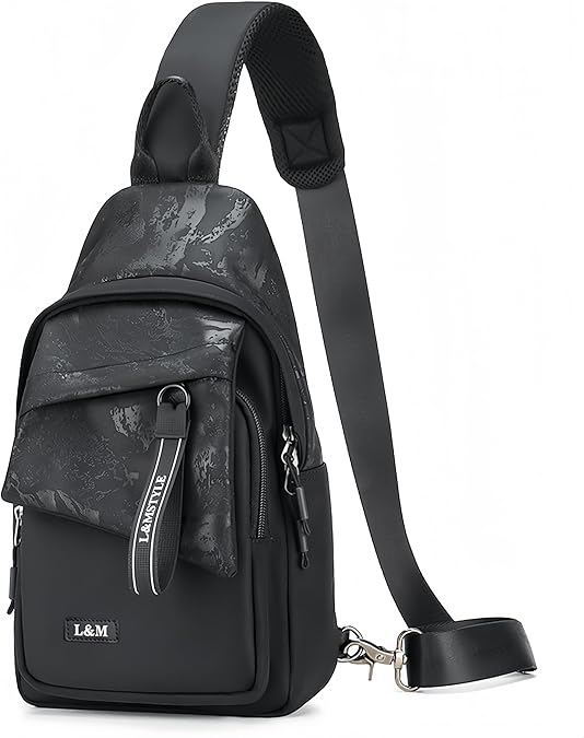 Black Sling Crossbody Backpack Shoulder Bag for Men Women,lightweight single carrying backpack