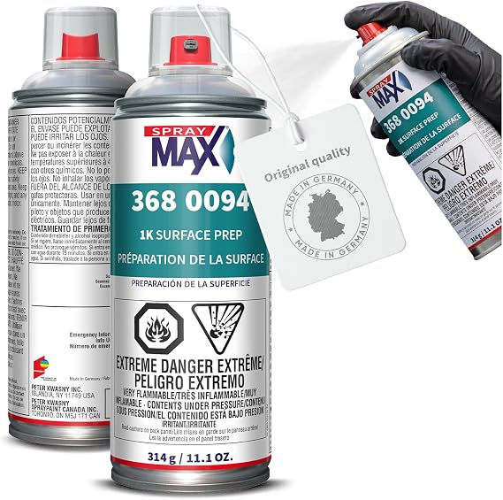 SprayMax 1K Wax & Grease Remover Transparent | Professional Surface Prep Cleaner & Degreaser for Automotive Surfaces |Removes Oil, Grease, Wax, Tar & Silicone |Waterborne Panel Prep Cleaner |11.1 oz