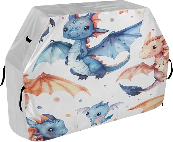 YETTASBIN Cartoon Dragon Grill Cover, Waterproof Dustproof Heavy Duty Outdoor Barbecue Gas Grill Cover with Adjustable Drawstring Straps for Weber, Charbroil, Nexgrill and and Most Grills, 65 Inch
