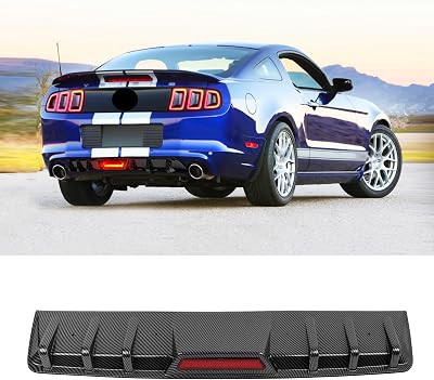 Universal Rear Bumper Lip Diffuser with Light Strips Shark Fin 34inch Black PP Car Spoiler fit for Dodge Magnum RT SXT,Nissan Maxima,Ford Mustang,BMW 3 Series,Ford Mustang