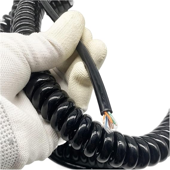 Coiled Extension Cord, 8 Core Spring Network Cable Sensor Telescopic Wire Twisted Pair Spiral Wire Aluminum Foil Shield Extension Cord Spiral Extension(Strecth 1 Meter)