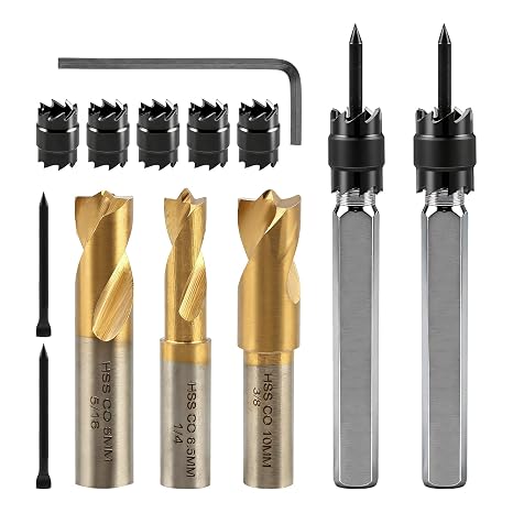 13 PCS Spot Weld Cutter Sets Double Sided, 3/8" and 5/16" HSS Spot Weld Cutter Remover Drill Bits, Hex Sheet Metal Hole Cutter Remover for Power Drill Spot Welding 6.5MM 8MM 10MM