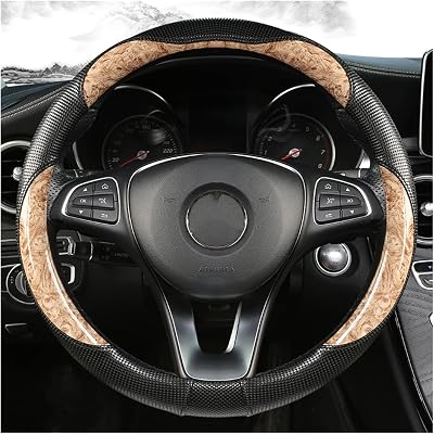 TITIZA Car Steering Wheel Cover Set GM Steering Wheel Cover Carbon Fiber Leather Mahogany Soft Breathable Car Interior Accessories Color : 3#