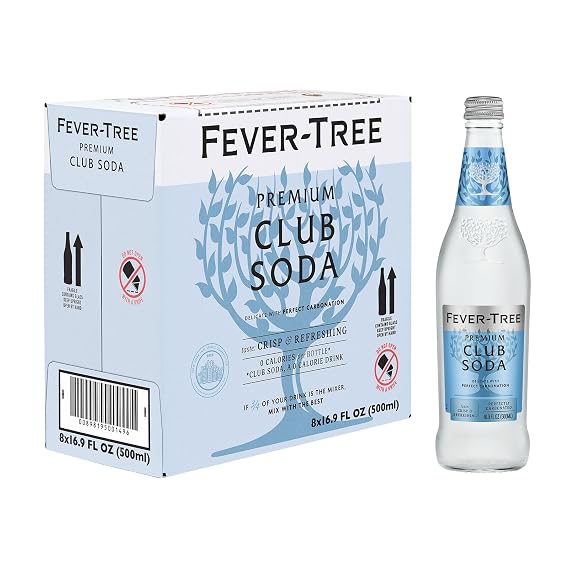 Fever-Tree Premium Club Soda, 16.9 Fl Oz Glass Bottle (8 Count)