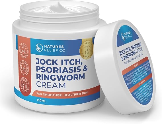 Jock Itch, Psoriasis &amp; Ringworm Cream 150ml | Moisturising Cream for Dry, Flaky Skin | Hydrating Formula with Tea Tree Oil &amp; Botanical Ingredients | Daily Face &amp; Body Care