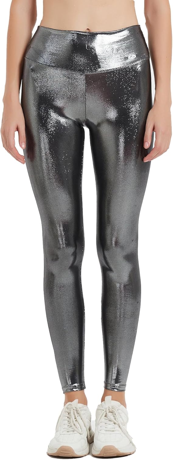LEOHEX Women's Stretchy Lycra Leggings Pants Sexy Shiny High Waisted Tights