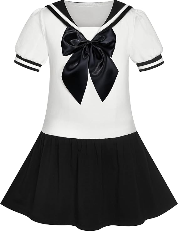 Sunny Fashion Girls Dress Sailor School Uniform Navy Suit Size 6-14