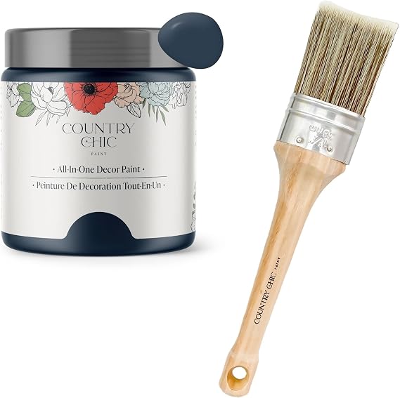 Chalk Style Paint + Paint Brush Bundle - for Furniture, Home Decor, Crafts (Color: Peacoat [4 oz] - Navy Blue)