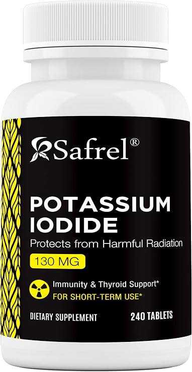 Safrel Potassium Iodide 130 mg, 240 Tablets | Made in USA | Non-GMO Verified | Ki Pills Potassium Iodine Tablets - (240 Count (Pack of 1))