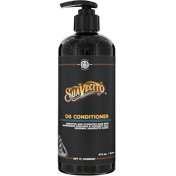 Suavecito OG Conditioner 16 oz Pump Bottle - Original Scent - Smooths & Hydrates, Nourishes & Moisturizes with Avocado and Coconut Oils - Repairs Dry Damaged Har - For All Hair Types, Sulfate Free