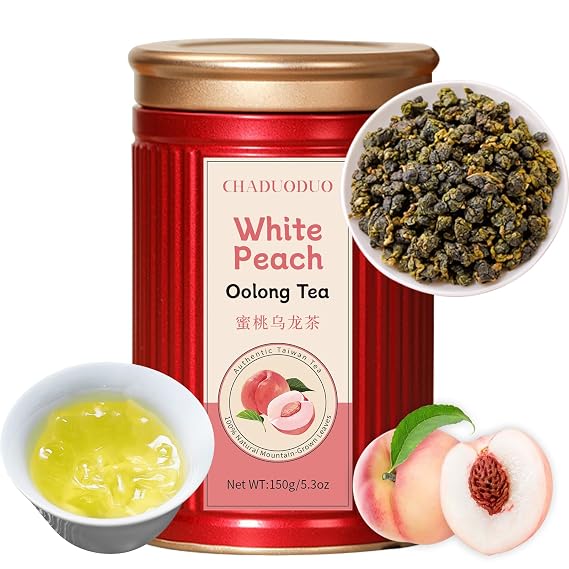CHADUO White Peach Tea Peach Oolong Tea taiwan oolong tea Loose Leaf High Mountain Tea 5.3oz