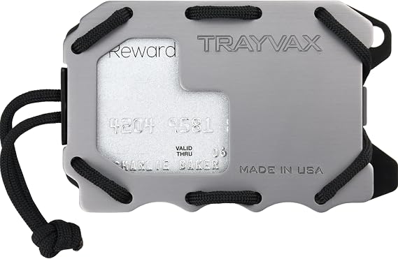 Trayvax Original 2.0 Wallet, RFID Front Pocket Tactical Metal Credit Card Holder with Money Clip, Slim Minimalist Wallet for Men and Women, Grey