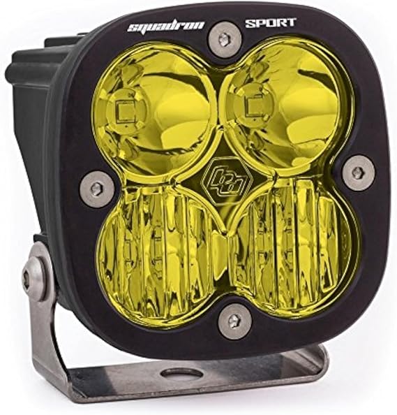 Baja Designs Squadron Sport LED Light Pod, Off Road LED Lights, Driving Headlights for Truck, SUV, Super Bright Driving/Combo Long Beam Pattern, Includes Mounting Bracket, Waterproof, Black, Amber