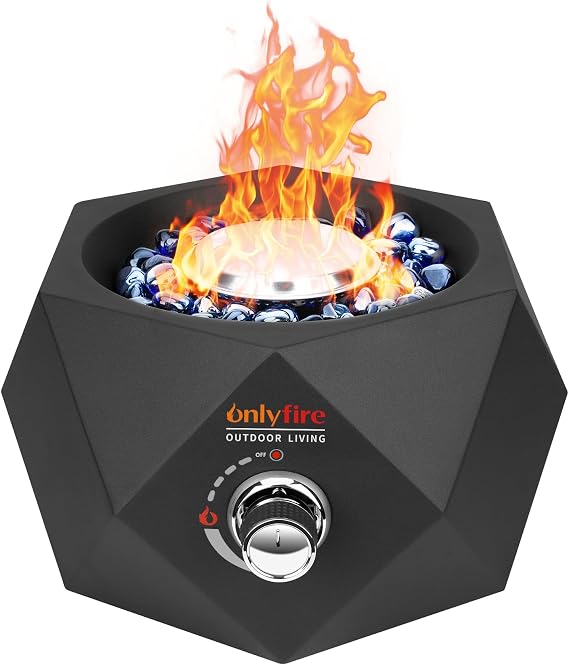 14" Modern Gas Fire Pit Side-Mounted, Tabletop Fireplace, FP004
