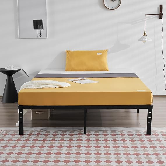 Bonnlo King Size Bed Frame 14 Inch Platform Bed Metal Mattress Foundation,Heavy Duty Steel Slat Support,No Box Spring Needed,Black