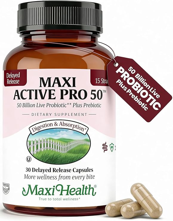 Maxi Health Probiotics 50 Billion CFU with Prebiotics (30 Capsules)