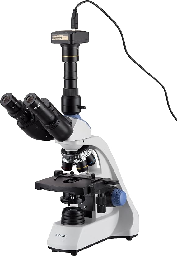 AmScope T250C-8M 2500X LED Trinocular Compound Microscope w 3D Two-Layer