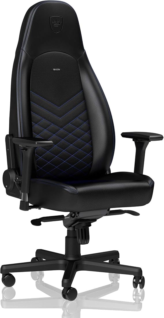 noblechairs ICON Gaming Chair and Office Chair with Lumbar Support, PU Faux Leather, Black/Blue