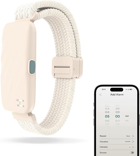 Homedics WakeBand Vibrating Alarm Wristband - Clock Alternative, Cream