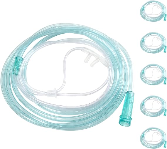 5 Pack Soft Oxygen Nasal Cannula for Adult, 8.2 feet Standard Nasal Cannula Tubing for Oxygen Concentrator, Oxygen Tubing for Kink Resistant, Lightweight
