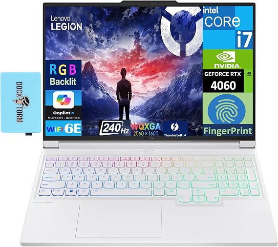 Lenovo Legion 7i Gaming Laptop 16.0" 240Hz IPS WQXGA Display (Intel i7-14700HX, GeForce RTX 4060 8GB, 16GB DDR5, 1TB SSD, RGB KB, Fingerprint, 2 TB 4, Win 11 Home) w/DKZ USB Port Expander