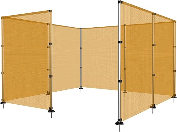 PATIO Outdoor Fence with Mesh Fabric Poles for Inground Pools Safety Dog Chicken Animal Temporary Fence Barrier Fencing for Deck Backyard Yard Cement Concrete Mount 4'x2' Orange