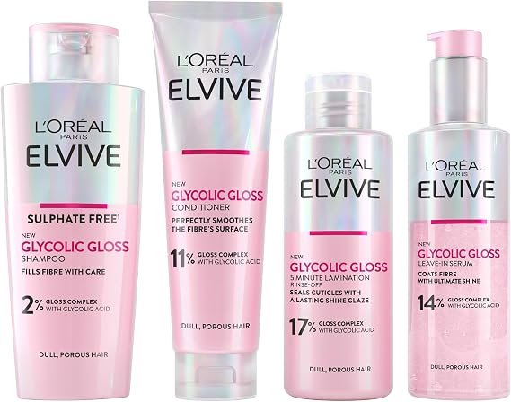 L'Oréal Paris Elvive Glycolic Gloss Shampoo, Conditioner & Treatment Set