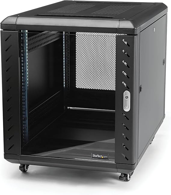StarTech 12U 19in Enclosed 4-Post Server Cabinet, 29in Deep, 1764lb/800kg