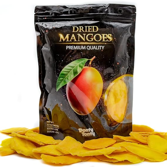 Dried Mango Slices 1 lb Low Sugar Added, Bulk Fruit Snacks in Resealable Bag, Halal, Kosher, Soft Chewy, Naturally Balanced Flavor