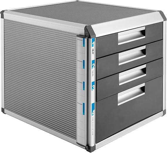 4 Fächer Schubladenbox A4 Metall Schubladenbox Abschließbar mit Beschriftungsfeldern Dokumenten Schublade Organizer