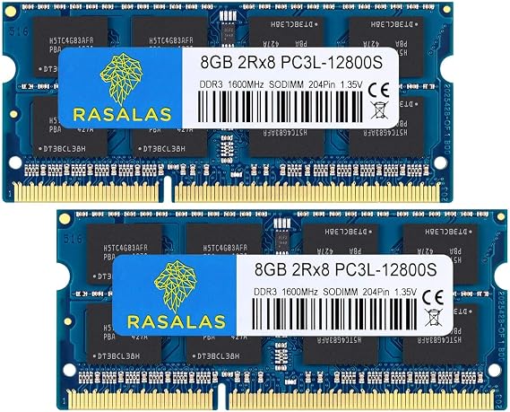 Rasalas DDR3 RAM 16GB Kit (2x8GB) DDR3L 1600MHz PC3L-12800 16GB Non ECC Unbuffered 1.35V CL11 2Rx8 Dual Rank SODIMM Laptop Arbeitsspeicher