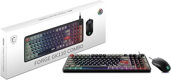 MSI Forge GK110 Combo US Gaming RGB Keyboard & Mouse Set, 26-Key Anti-Ghosting, 12800 DPI Optical Sensor