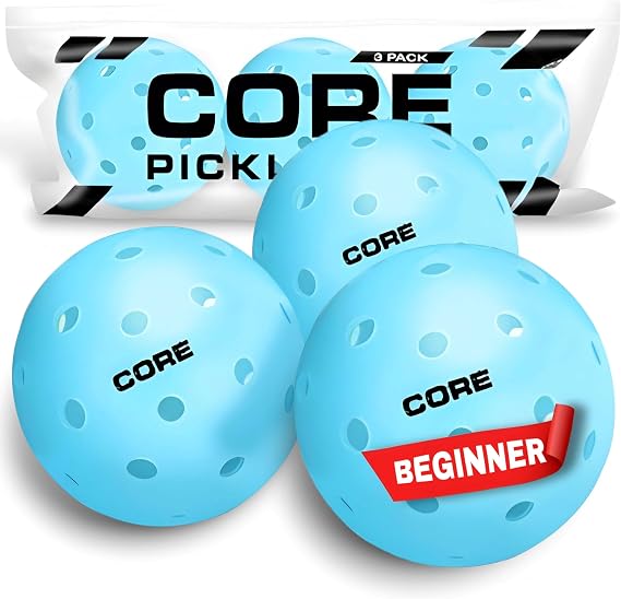 CORE Crack-Resistant Outdoor Pickleball Balls - Set of 4-50 Balls with 40 Holes - USAPA Approved - Durable Pickle Balls for Aggressive Play - Pickleballs for Outdoor Play (3 Pack,Blue)