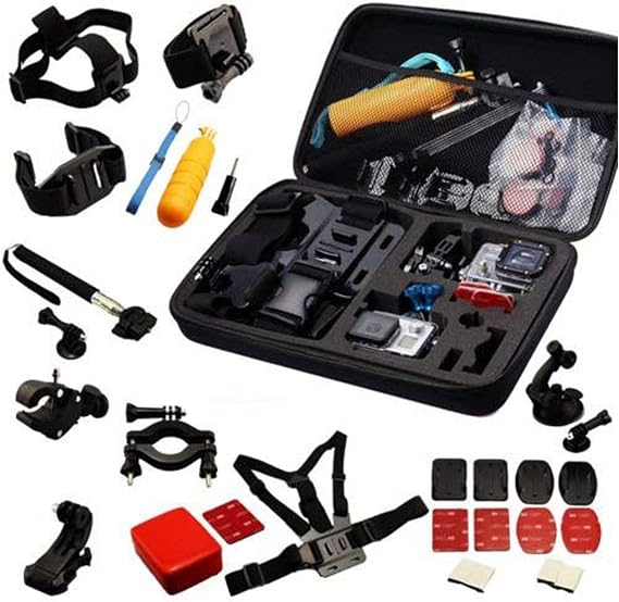 Navitech 30-in-1 Action Camera Accessories Combo Kit with EVA Case Compatible with Pictek Waterproof Action Cam | QUMOX F21 Silver Action Cam | Replay XD720 Action Cam