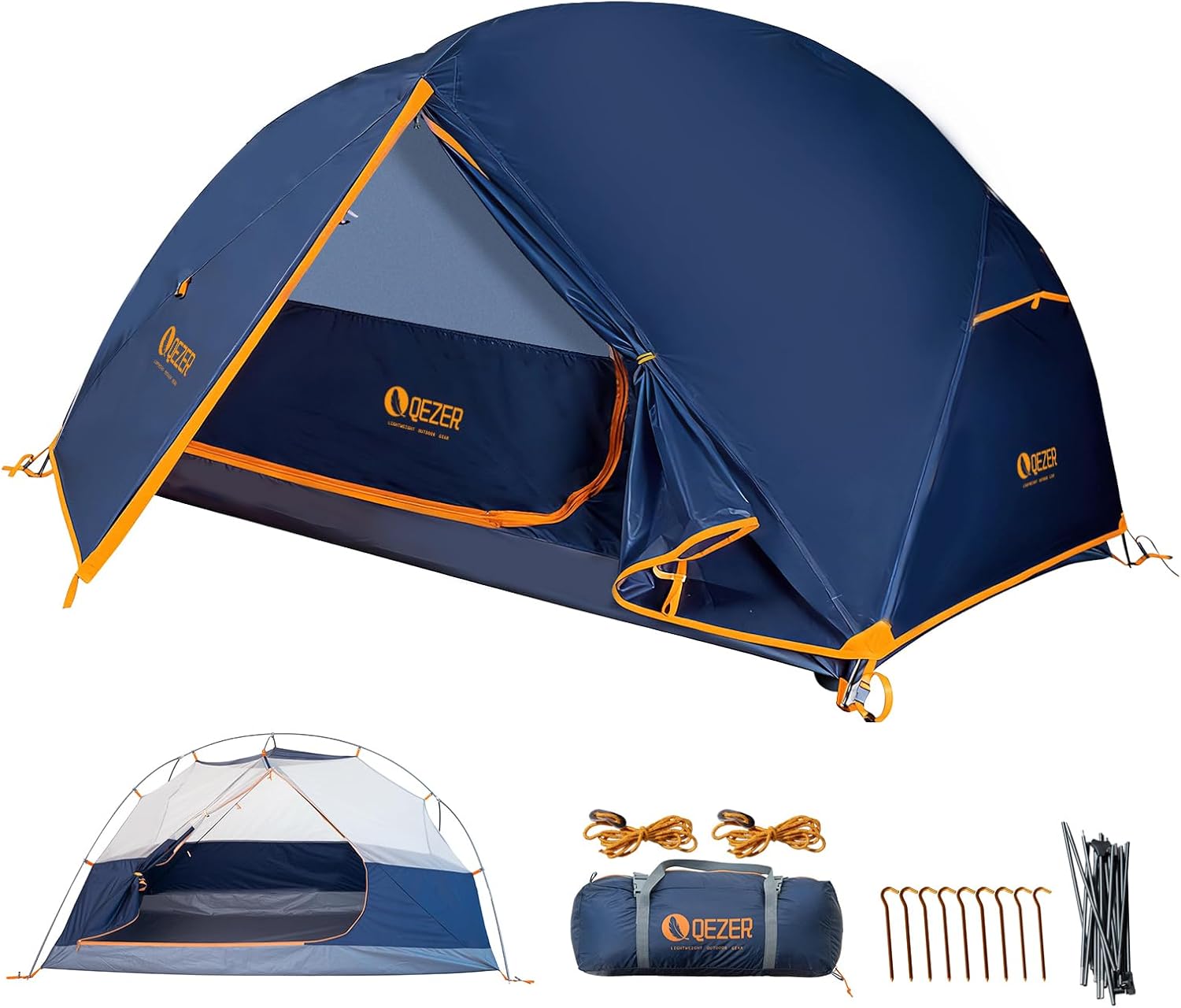 Camping Dome Tent for 1-2 People Waterproof & Windproof 3-4 Seasons Only 1.85/2.3 kg for Hiking Camping & Outdoor Activities