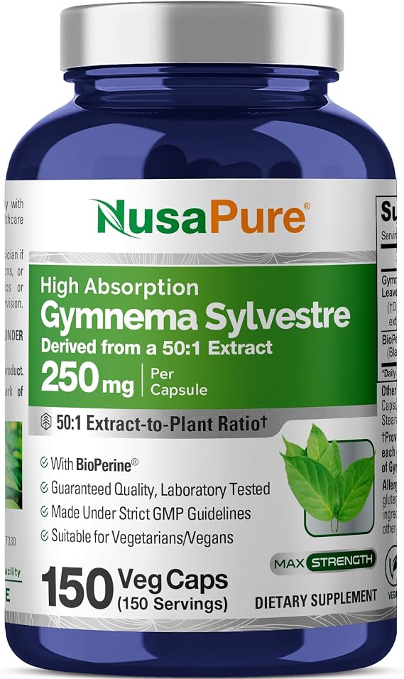 Gymnema Sylvestre, Non-GMO, Vegan, 250mg, 150 Veg Capsules - 150 Servings | Herbal Formula, Gymnema Sylvestre Leaf 50:1 Extract, Suitable for Adults, Manufactured in a cGMP Registered Facility USA