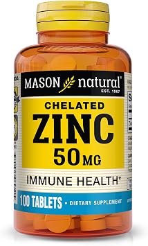 Mason Natural Zinc 50 mg, Supports Immune Function & Antioxidant Health, 100 Tablets