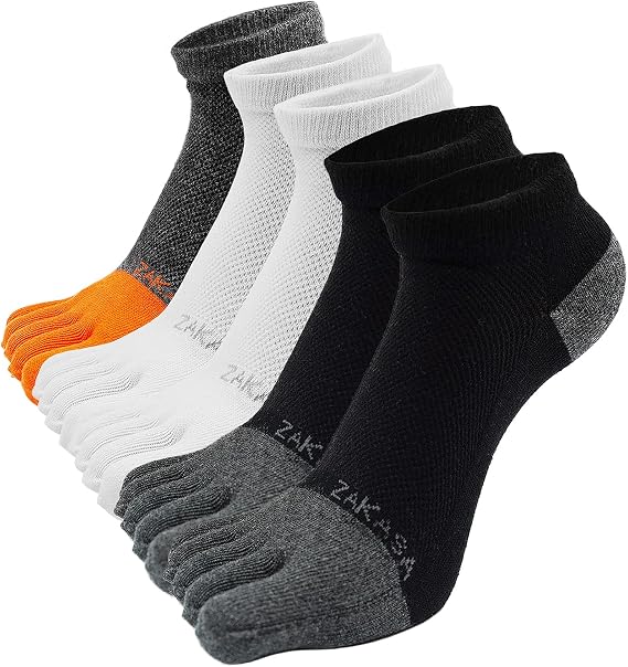 ZAKASA Toe Socks for Men Ankle: No Show Low Cut Five Finger Socks