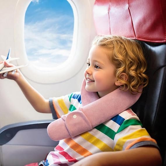 Kids Travel Neck Pillow, Toddler Travel Pillow for Car & Airplane | Comfortably Travel Neck Pillow with Head & Chin Support for Road Trip Rest, Gifts for Toddler/Kids