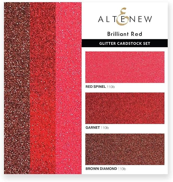 Altenew Glitter Cardstock Set - Brilliant Red, Red Shades and Colors, 3 X 6 Glitter Cardstock Set for Cardmaking, Scrapbooking, Journaling, DIY Crafts