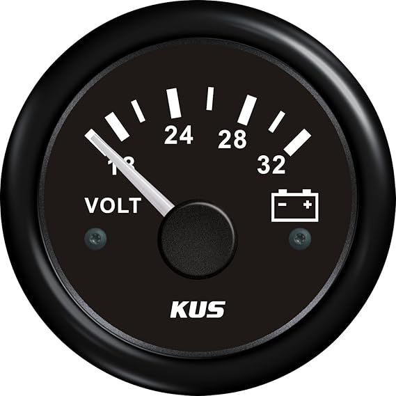 KUS Analog Voltmeter Gauge, CMVR-BB, 18-32V Range, 24V, 2" (52mm)