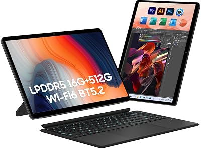 EYY 2 in 1 LaptopTablet Computer, N100 UP to 3.40GHz, 16GB LPDDR5 512GB SSD, Laptop 14 1920  1200 Resolution 16:10 Touchscreen, WiFi 6, BT5.2, HDMI, Backlit Keyboard, Dual Camera