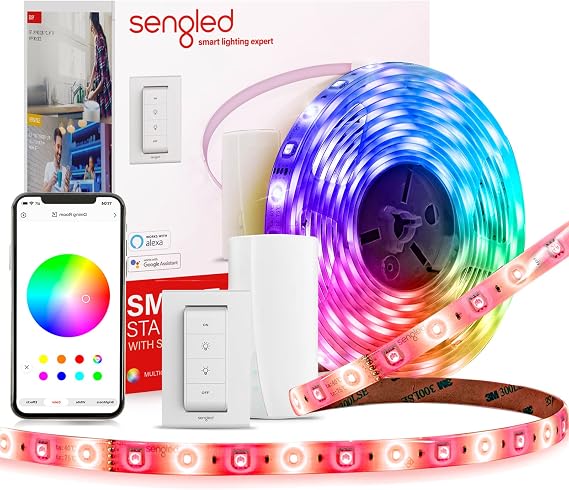 Sengled Zigbee LED Strip Lights Starter Kit - 16.4ft RGBW Smart Light Strip, Hub & Switch, Alexa & Google Compatible, 2000-6500k Dimmable, 1800 Lumens, 21W