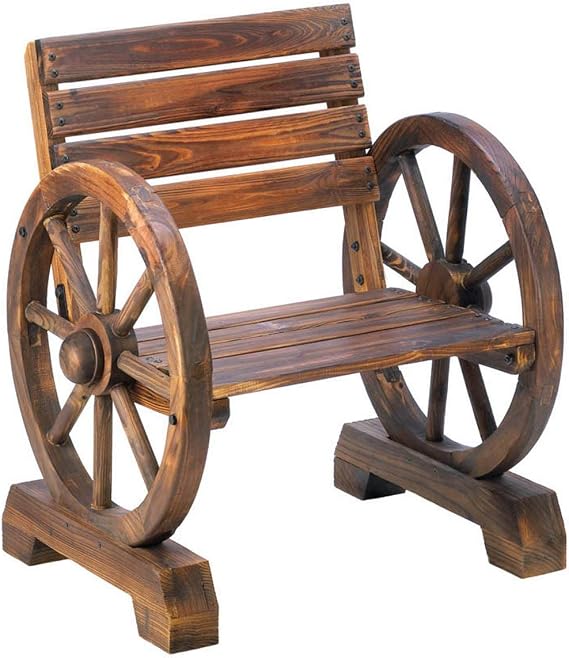 Koehler Home Outdoor Garden Yard Decorative Wagon Wheel Armrest Relaxing Charming Wood Chair