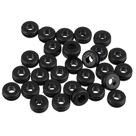 30 PCS 3/8 Rubber Grommet, 1/4 Inner Diameter 3/8 Drill Hole Firewall Grommet Automotive Rubber Eyelet Ring Gasket Hole Grommets for Hose Cable Wire Metal Electric Box Protection, Black