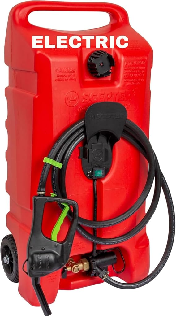 Scepter Flo N Go 14 Gallon Electric Gas Caddy, Portable Fuel Tank, Red